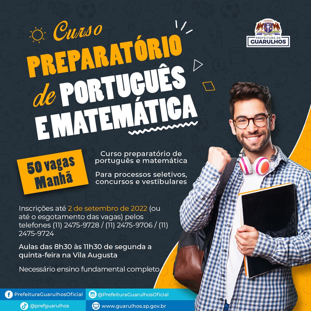 Curso Preparatório De Português E Matemática Tem 50 Vagas Abertas Em Guarulhos Prefeitura De 7418